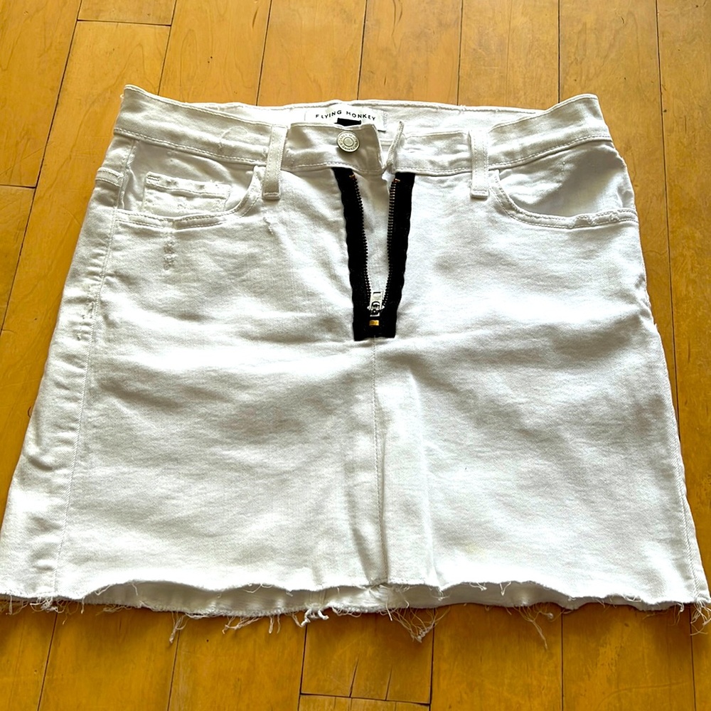 White Jean Skirt - White Flying Monkey Skirt Size 27